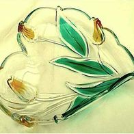 Deko Glasschale Herzform - Schale mit farbenfrohem Blumenbild