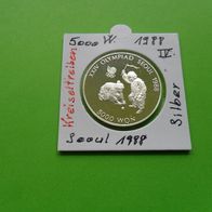 Korea 1988 5000 Won Silber PP Olympia Seoul 1988 zwei Kinder beim Kreiseltreiben * *