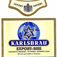 ALT ! Bieretikett Karlsberg-Brauerei KG Weber Homburg Saarpfalz-Kreis Saarland