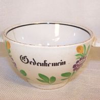 Alte, handbemalte Keramik Jugendstil Schale - " Gedenke mein "