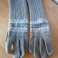 Fingerhandschuhe Wolle grau mit silber