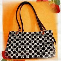 Rockabilly Emo Handtasche Shopper Totenköpfe schwarz-weiß