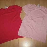 2 x niedliche T-Shirts für Kleider & Co. H&M Gr. 122 rosa/ pink