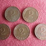 2 Pfennig 1991 "A, D, F, G und J"
