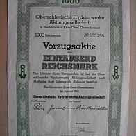 kein BARoV: Oberschlesische Hydrierwerke VZ-Aktie 1.000 RM 1942