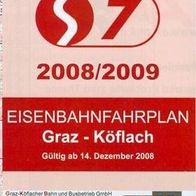 Fahrplan Graz - Köflach 08-09 GKB S7 Steiermark Österreich Schnellbahn Bahn Zug