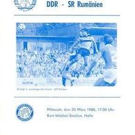 PRG friendly DDR vs Rumänien 30. 3. 1988 Halle Romania Deutschland Hallescher FC DFV