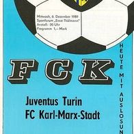 PRG EC FC Karl-Marx-Stadt vs Juventus Turin 6.12.1989 Chemnitz Chemnitzer Torino