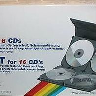 CD-Box, Aufbewahrungstasche Etui für 16 CDs, Nylon schwarz, CD-Aufbewahrung