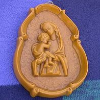 Relief Madonna mit Kind, Wachsmodel Maria mit Jesuskind, 13 x 18 cm