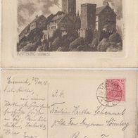 Eisenach 1918 Kupfertiefdruck Carl Jander postalisch gelaufen R.S fleckig s. Scan
