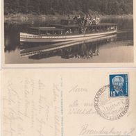 Saalburg Stausee 1954 Motorboot Stalin später Sterzing post. gelaufen W. Pieck Marke