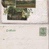 Schleiz Waldschlösschen 1908 Litho mit Knick rechts oben