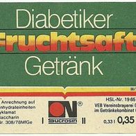 ALT ! DDR Getränke-Etikett "Diabetiker" VEB Vereinsbrauerei Greiz (GK Gera) Thüringen