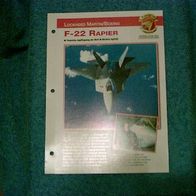 F-22 Rapier (Lockheed Martin/ Boeing) - Infokarte über