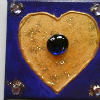 Liebe, Herz, violett-gold, Acryl a. Leinwand,10x10cm, Tachyonenstein