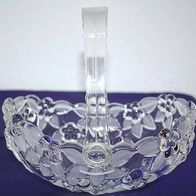 Entzückendes ovales Glas Körbchen mit Blüten Dekor und abnehmbarem Kunststoff Henkel