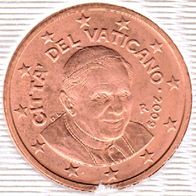 5 Cent Vatikan 2008 oder 2009 Benedikt XVI Euro-Kursmünze unc.
