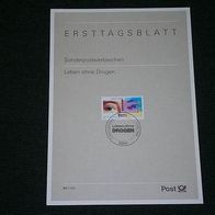 Ersttagsblatt der Deutschen Post "Leben ohne Drogen"