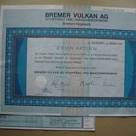 Sammel-Aktie Bremer Vulkan 10er 500 DM 1982 + Coupons