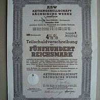 4,5% TSV der ASW AG Sächsische Werke Dresden 500 RM 1938