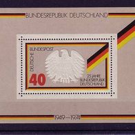 Bund 1974 MI. 807 Block 10 * * 25 Jahre Bundesrepublik Deutschland Postfrisch (9542)