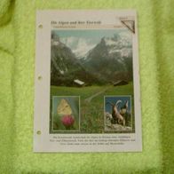 Die Alpen und ihre Tierwelt - Informationskarte über
