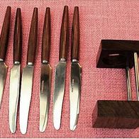 6er Messer-Set im Holzständer , 1960er Jahre