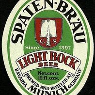 ALT ! Bieretikett "LIGHT BOCK BEER" Spaten-Bräu München Bayern