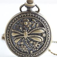 DHU-31 Taschenuhr, Halskette mit Uhr, Umhänge Uhr, Libelle, Kettenuhr