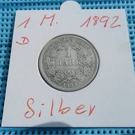 Deutschland BRD 1892 1 Mark D Silber Kaiserreich