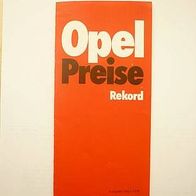 Preisliste für Opel Rekord vom März 1976