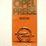 Opel Rekord Preisliste September 1977