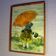 VICTOR RUZO, Viktor Rutz, frühes Wandbild, Mädchen mit Schirm, erstes NESTLE logo !!