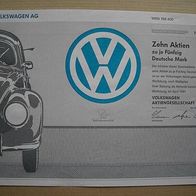Volkswagen AG -die Käferaktie- 10x50 DM 1991 TOP !