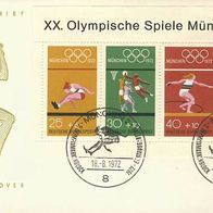 Bund 1972 FDC Olympische Spiele München Block 8