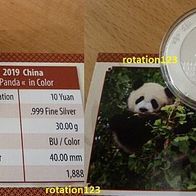China Panda 2019 Color - BU - Farbe .999 Ag * * Maximal 1.888 Ex. * *