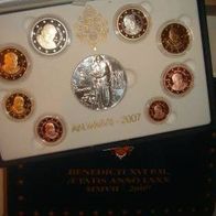 Vatikan Offizieller Kursmünzensatz 2007 in PP/ Proof mit Silbermedaille Benedikt XVI.