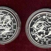 San Marino Silber PP/ Proof 5 + 10 Euro 2003 Gedenkmünzen-Set "Olymiade in Athen"