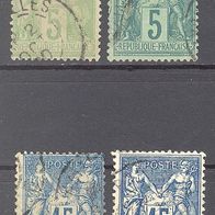 Frankreich, ab 1898, 4 Briefm., gest.