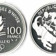 Frankreich 100 Francs 1991 PP/ Proof Eishockey