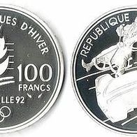 Silber Frankreich 100 Francs 1990 PP/ Proof Zweierbob