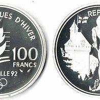 Frankreich 100 Francs 1991 PP/ Proof Skilangläufer