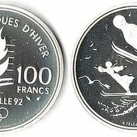 Frankreich 100 Francs 1991 PP/ Proof Skispringer