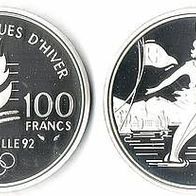 Frankreich 100 Francs 1989 Proof/ PP Eiskunstlauf