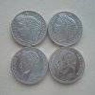 Silber Frankreich Lot 4 x 5 Francs 1850, 1851 Ceres u. 2 x Napoleon III. 1870,1869