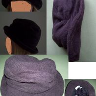 Damen Hut Mütze Braun Weich Warm integrierter Gummizugbund Krempe