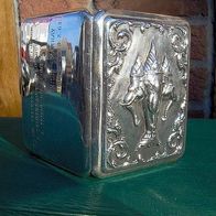 Altes Silbernes Zigaretten Etui 1963 mit Motiv Elefanten aus Sterling Silber 102 gr