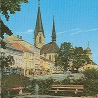 A 4190 Bad Leonfelden Marktplatz mit Brunnen um 1973