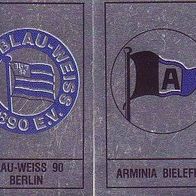 Panini Fussball 1988 Wappen Blau Weiss 90 Berlin / Arminia Bielefeld Nr 424 A + B